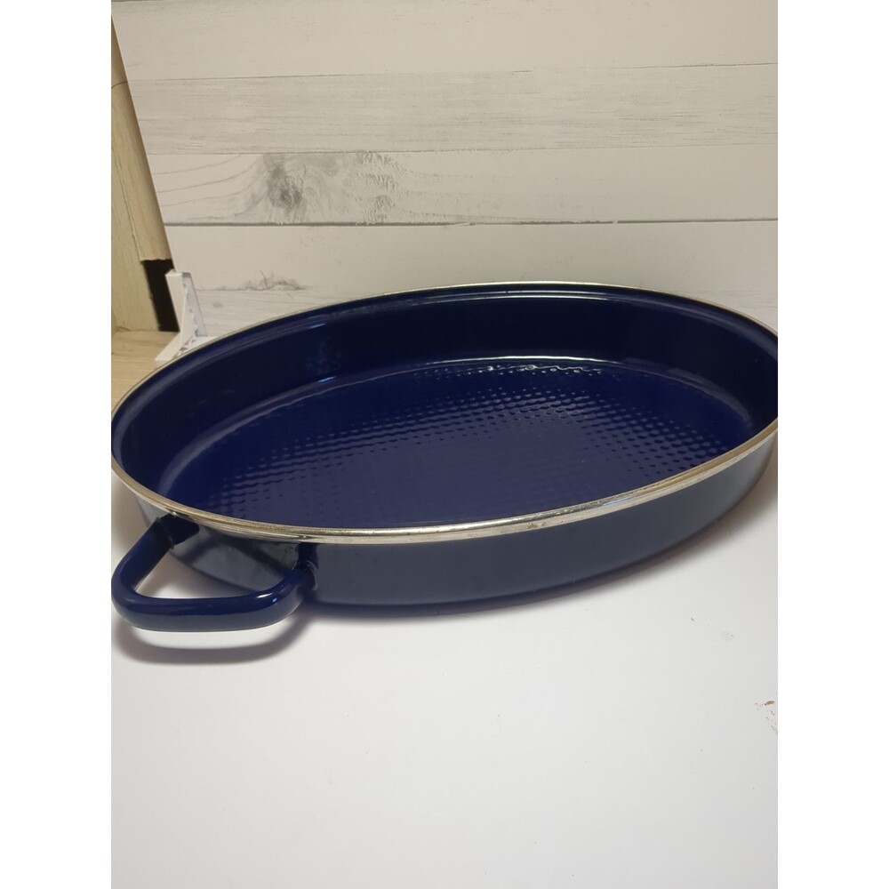 Vintage Chantal Cobalt Blue Shallow Roasting Pan No Lid